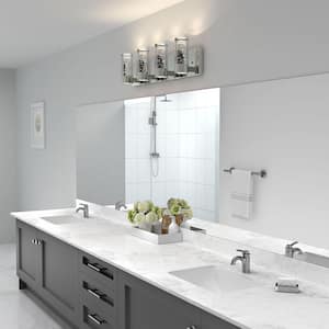 Essence 27 in. 4-Light Integrated LED Chrome Modern Vanity Light Bar Wall Fixture for Bathroom Mirror with Bubble Finish