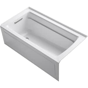 Archer 60 in. Left-Hand Drain Rectangular Apron Front Air Bath Bathtub with Bask Heated Surface in White