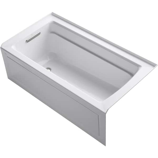 KOHLER Archer 60 in. Left-Hand Drain Rectangular Apron Front Air Bath Bathtub with Bask Heated Surface in White