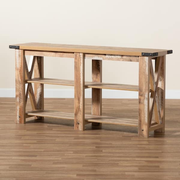 Baxton Studio Angelo 63 in. Oak Brown Rectangle Wood Console Table