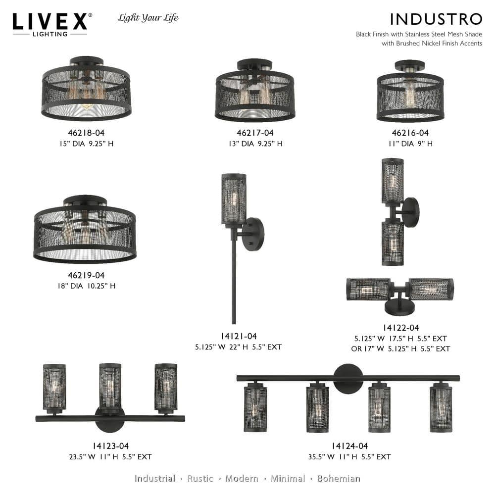 Black and Brushed Nickel 2-Light Drum Semi-Flush Mount