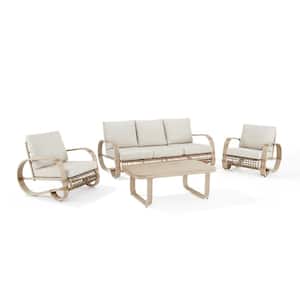 4-Piece Aluminum Patio Conversation Chairs Set with Club Chairs, Conversation Sofa and Coffee Table