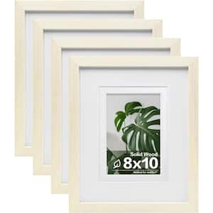 8 x 10 Matted Beige Wood Hanging Picture Frame (Set of 4)