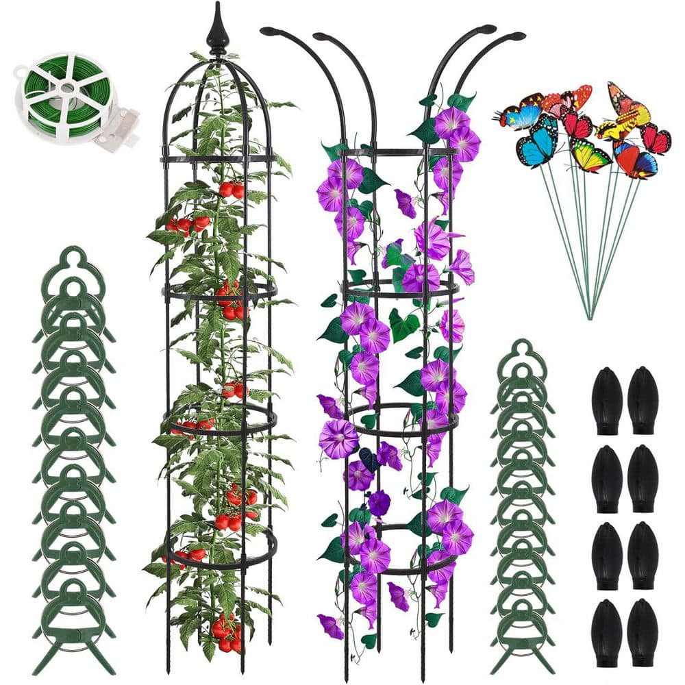 79.2 in. Obelisk Trellis with Twist Tie, Clips & Butterflies, Rustproof Coated Metal Support for Vines Rose (2-Pack) price history on PriceWatchPro