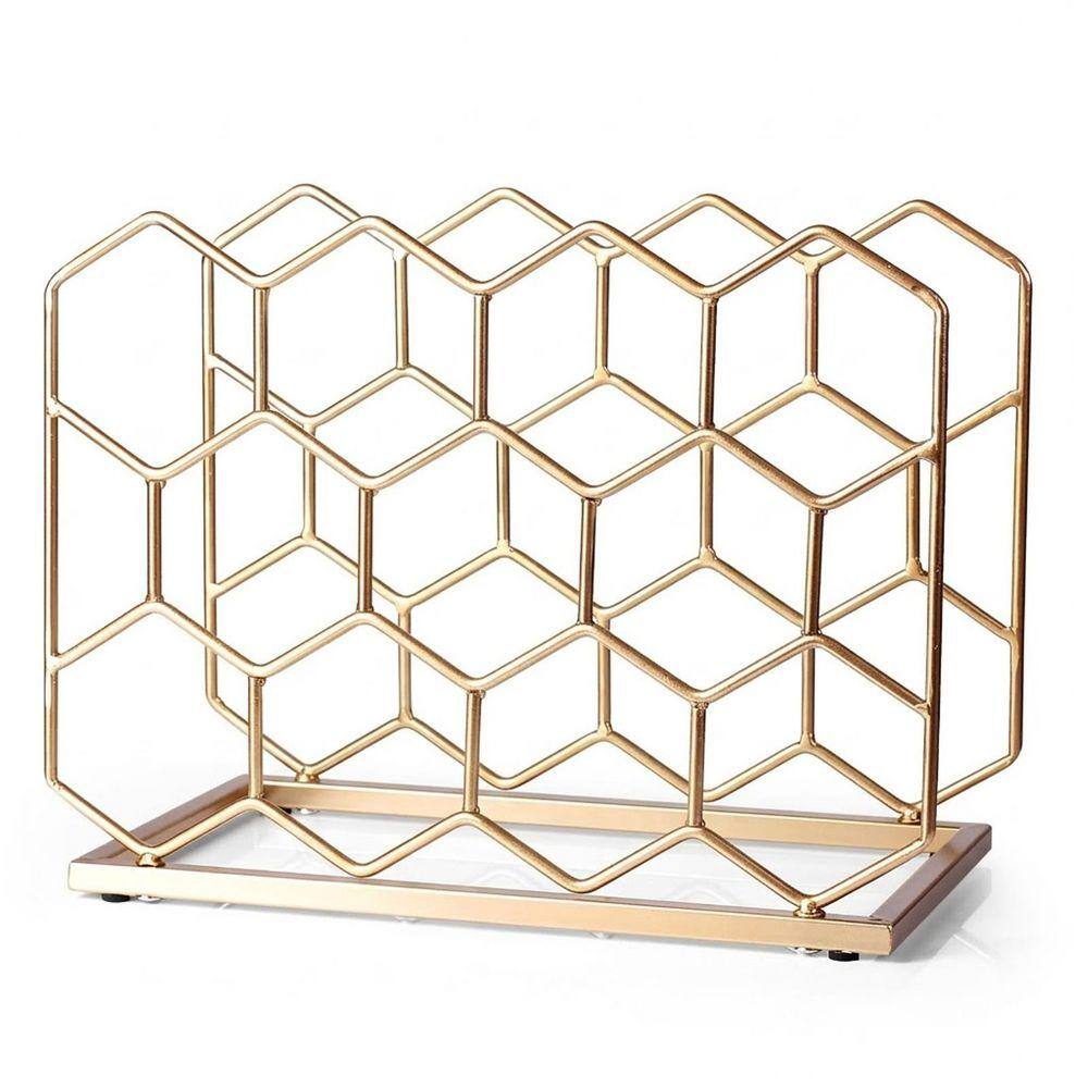 JFVKAF 14 Bottle Gold Metal Wine Rack Freestanding Modern Geometric ...