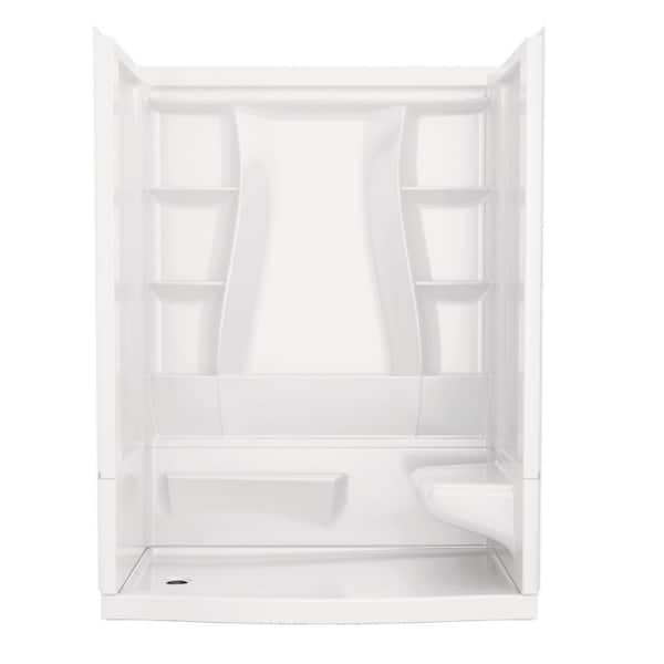 Classic 500 Curve Right Seat 60 in. x 32 in. x 75.88 in. H Alcove Shower Kit Shower Wall and Shower Pan in White