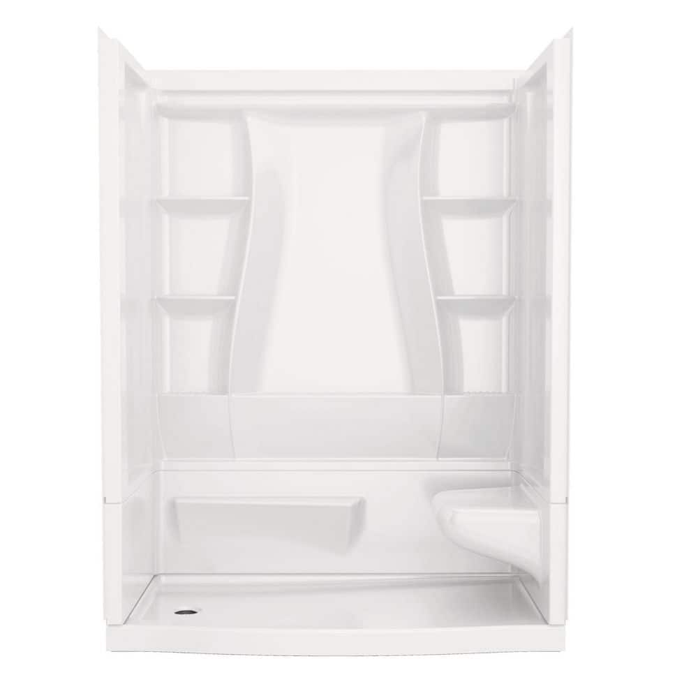 Classic 500 Curve Right Seat 60 in. x 32 in. x 75.88 in. H Alcove Shower Kit Shower Wall and Shower Pan in White -  Delta, BVS3-C51705-WH