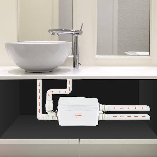 Macerator Pump, 350W, 6000 L/h Flow, 23 ft. 7 m Head, Macerator Sewerage Sump Pump with 3 Water Inlets for Basement