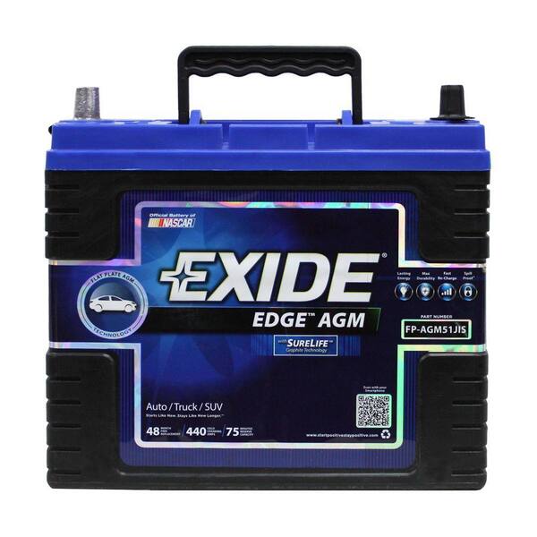 Exide Edge 12 volts Lead Acid 6-Cell S46B24R Group Size 440 Cold Cranking Amps (BCI) Auto AGM Battery
