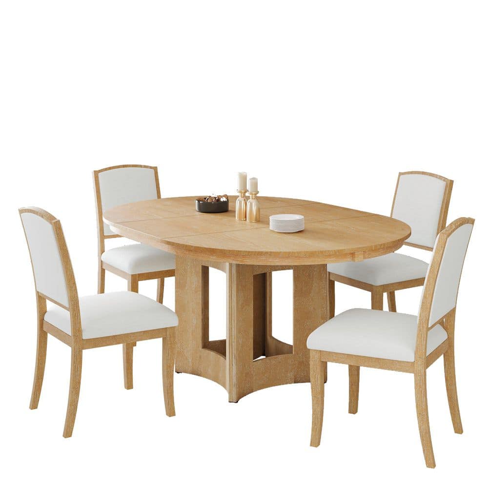 5-Piece Solid Wood Outdoor Conversation Patio Furniture Set with Beige Cushions price history on PriceWatchPro