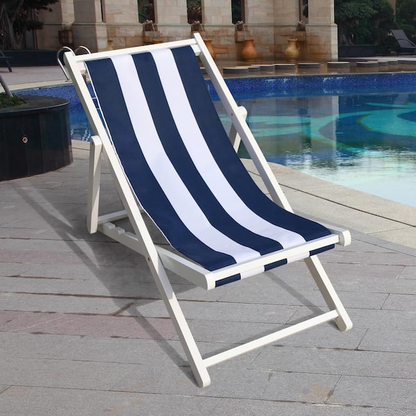 Mondawe Modern Simple 34 6 In H Foldable Sling Chair Wood Outdoor Lounge Beach With Blue Stripe Broad Jy 647 The Home Depot Mondawe Modern Simple 34 6 In H, Sling Beach Chair