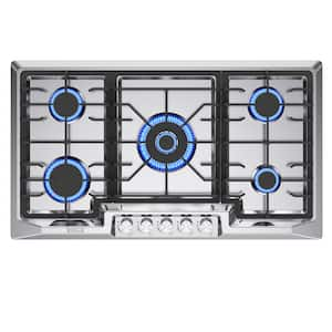 36 in. Gas Cooktop in Stainless Steel with 5-Burners including Power Burners