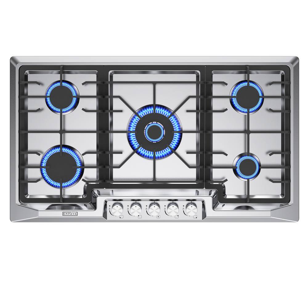 Empava 36 Inch Stainless Steel 5-Burner Gas Cooktop