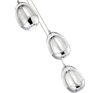 Venezia 9 in. 7-Light Integrated LED Chandelier Height Adjustable Hanging Pendant Light, Glass Shades Polished Chrome