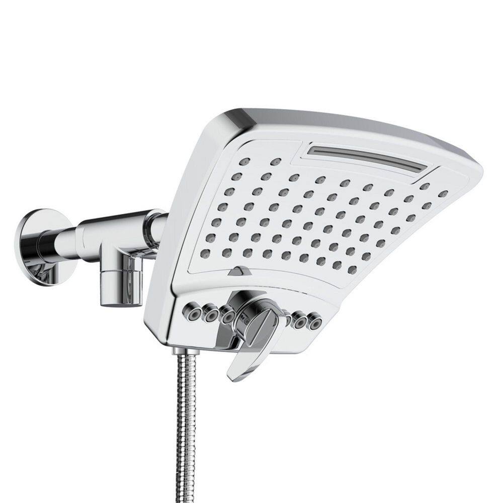 Chrome Wall Mounted Dual Shower Heads with Handheld Pulse
