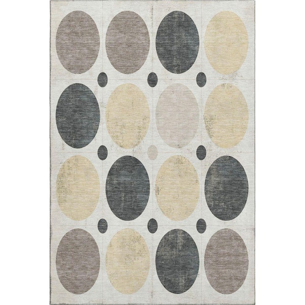 Mayfield Premium Machine Washable Abstract AMF1949 Ivory 3 ft. x 4 ft. Area Rug