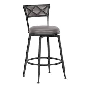 Dunlap 18 in. Black Full Back Metal 36 in. Bar Stool with Faux Leather Seat 1 Set of Included