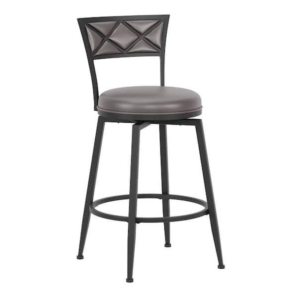 Hillsdale Furniture Dunlap 18 in. Black Full Back Metal 36 in. Bar Stool with Faux Leather Seat 1 Set of Included