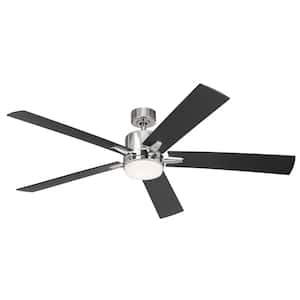 Lucian Elite XL 60 in. Indoor Polished Nickel Downrod Mount Ceiling Fan with Integrated LED with Wall Control Included