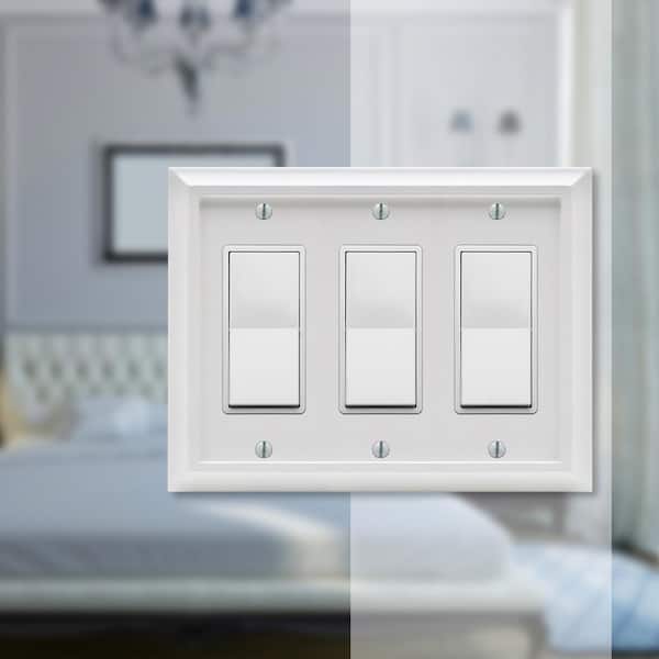 Deerfield 3 Gang Rocker Composite Wall Plate - White
