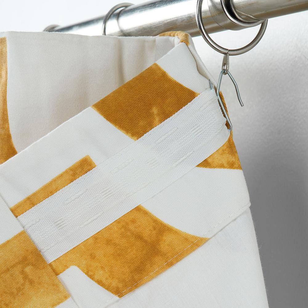 Gold Geometric Cotton Room-Darkening Curtain Panel, 96 Inches