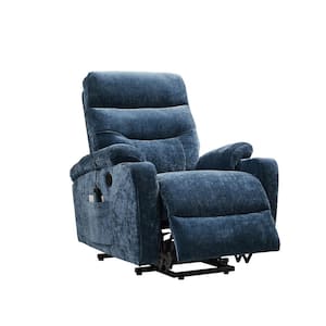 Blue Fabric Electric Power Lift Recliner Chair with Massage and Heat