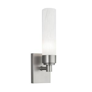 Alex 1-Light Brush Nickel with Splashed Opal Glass Wall Sconce