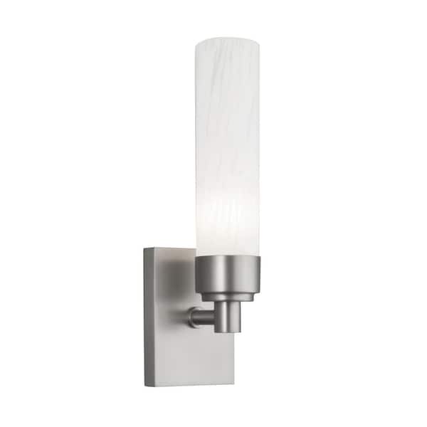 NORWELL Alex 1-Light Brush Nickel with Splashed Opal Glass Wall Sconce