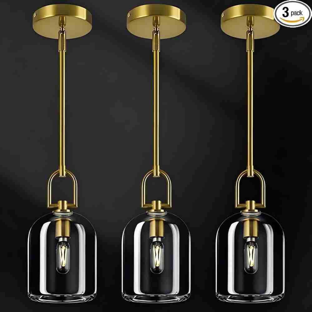 Home Lighting 40-Watts 1-Light Gold Pendant Design Mini Pendant Light with Linear Crystal Shade price history on PriceWatchPro