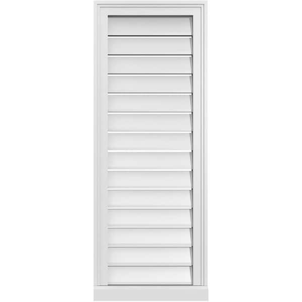 Ekena Millwork 16 in. x 42 in. Vertical Surface Mount PVC Gable Vent: Functional with Brickmould Sill Frame