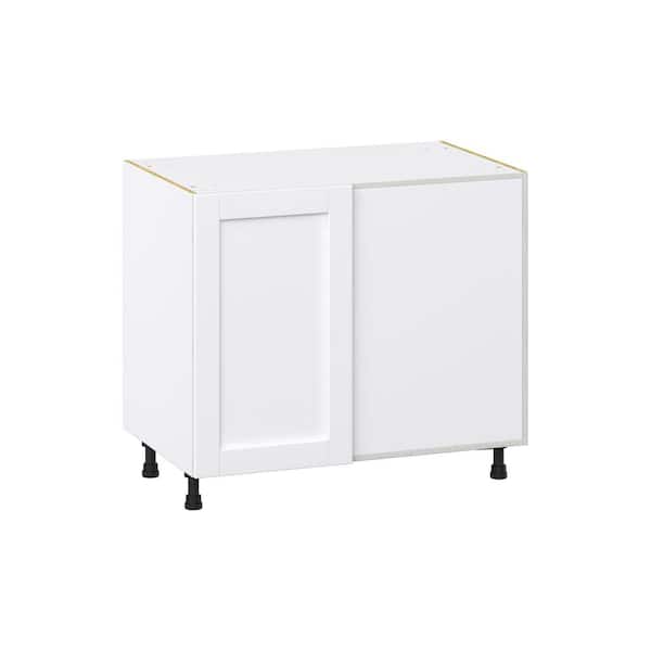 J COLLECTION Milton 39 in. W x 24 in. D x 34.5 in. H Assembled Shaker Right Blind Corner Kitchen Cabinet in Bright White