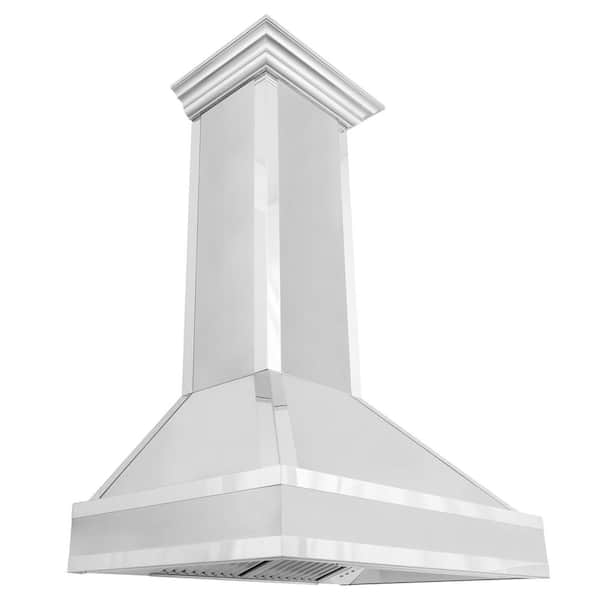 ZLINE Kitchen and Bath 24 in. 400 CFM Convertible Vent Wall Mount Range Hood with Crown Molding in Stainless Steel