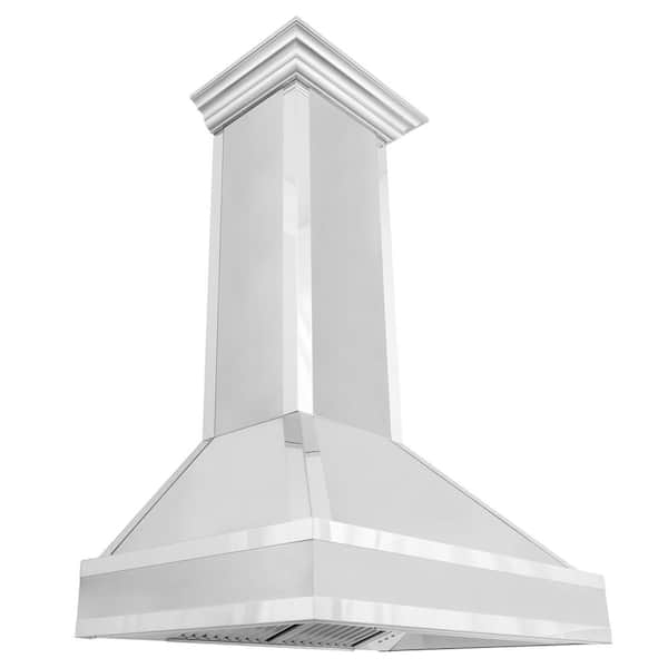 30 in. Designer Series Wall Mount Range Hood in Satin Stainless Steel with Mirror Accents