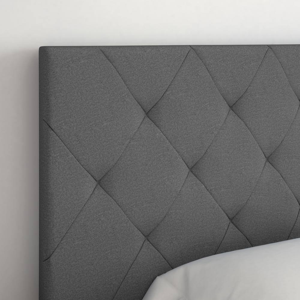 Chloe King Gray Linen Upholstered Platform Bed Frame