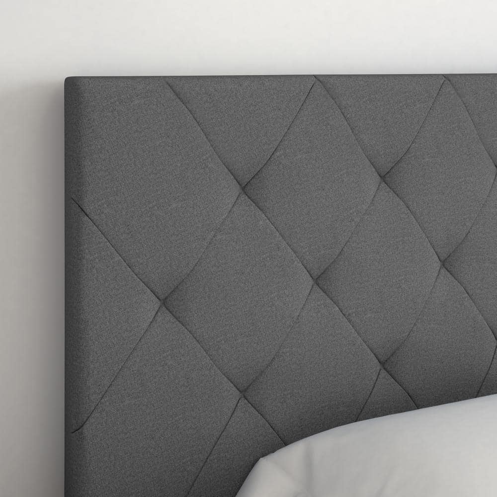 Charlotte Contemporary Tufted Linen Queen Platform Bed in Grey