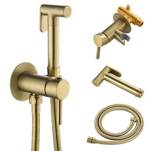 Single-Handle Bidet Faucet with Sprayer Holder in Brushed Gold