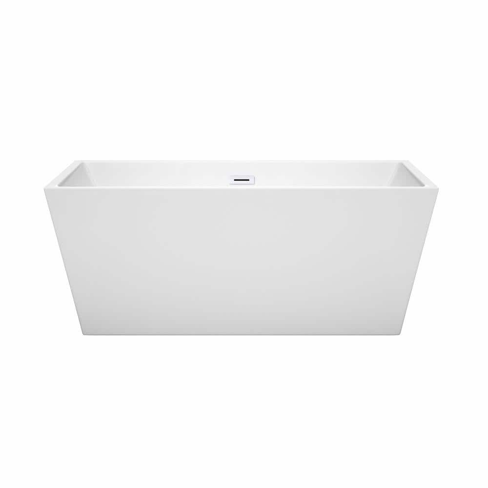 Sara 59'' Shiny White Acrylic Freestanding Soaking Bathtub