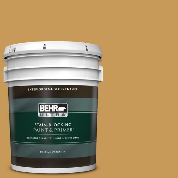 BEHR ULTRA 5 gal. #PMD-104 Amber Glass Semi-Gloss Enamel Exterior Paint & Primer