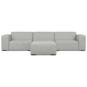 Rex 122 inch Straight Arm Tightly Woven Performance Fabric Rectangle 3-Seater Modular Sofa and Ottoman Set in. Pale Grey