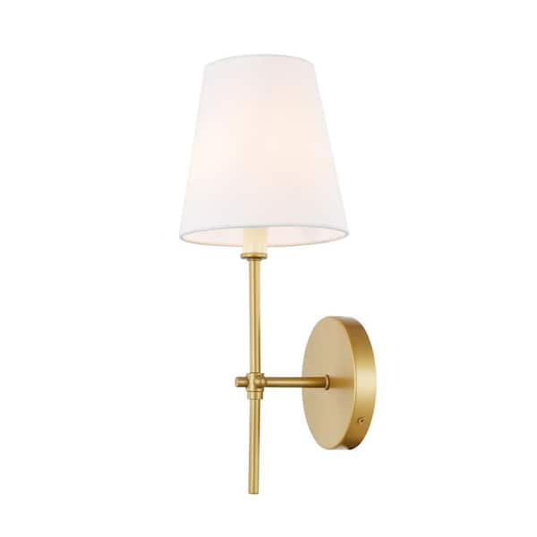 bedside table with lamp attached