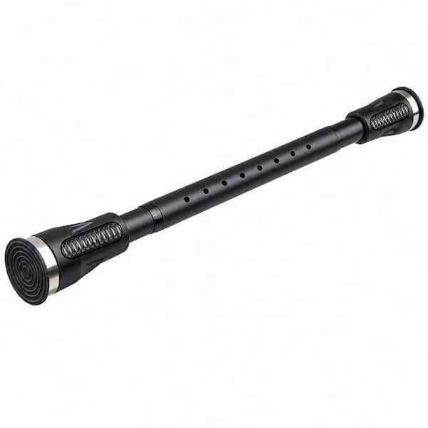 Black Stainless Steel 42 in. - 115 in. Adjustable Heavy Duty Tension Curtain Rod for Bathroom Closet Windows