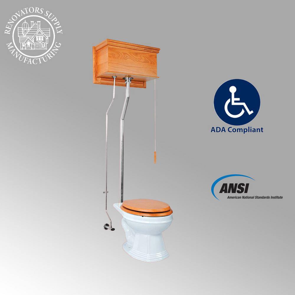 Victorian High Tank Pull Chain Toilet with Light Oak Finish
