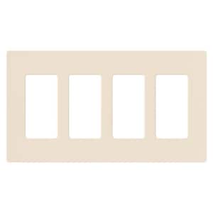 Claro 4 Gang Wall Plate for Decorator/Rocker Switches, Gloss, Light Almond (CW-4-LA) (1-Pack)