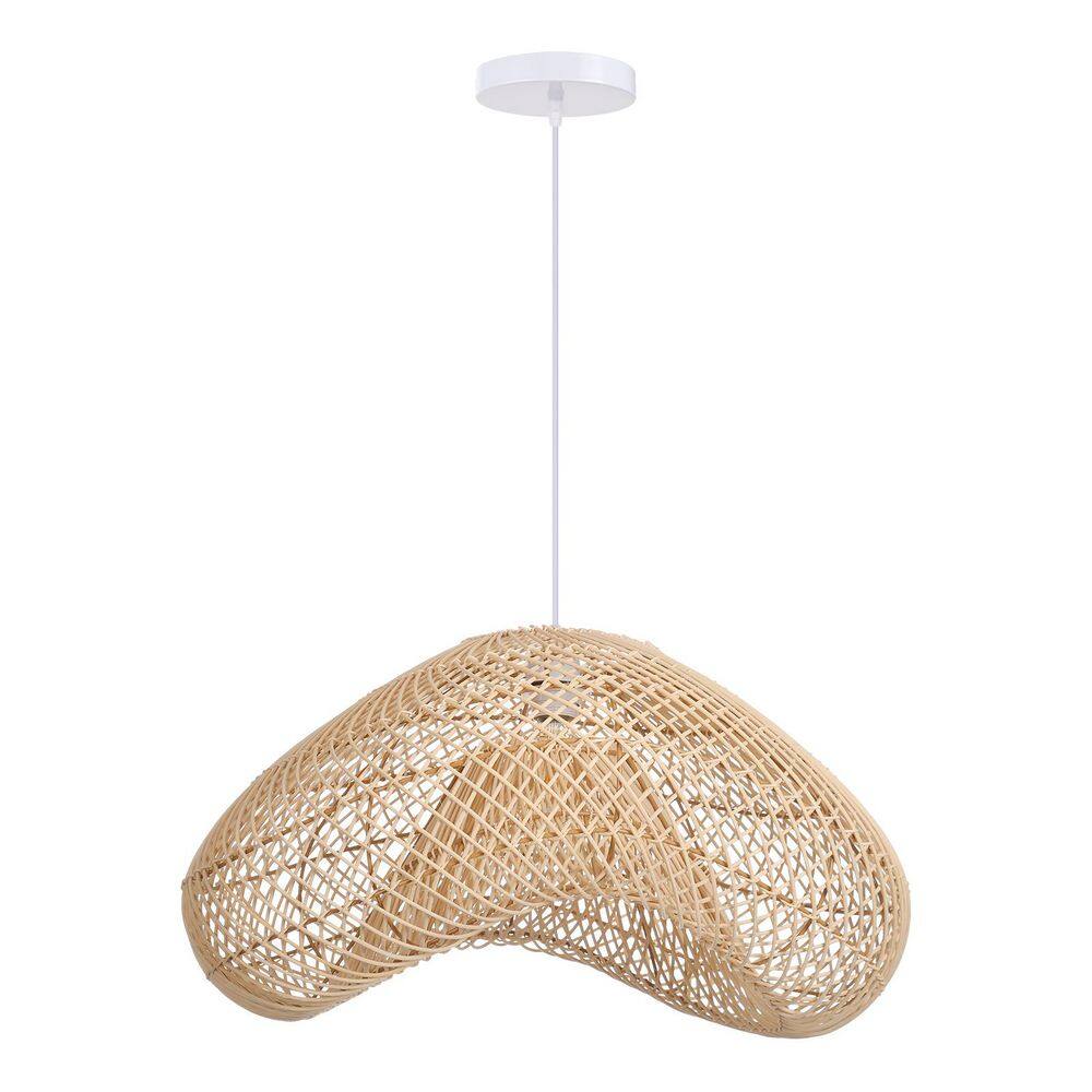 1-Light Natural Hand-Woven Rattan Pendant Light with Scalloped Bowl Shape, No Bulbs Included 20 in. price history on PriceWatchPro