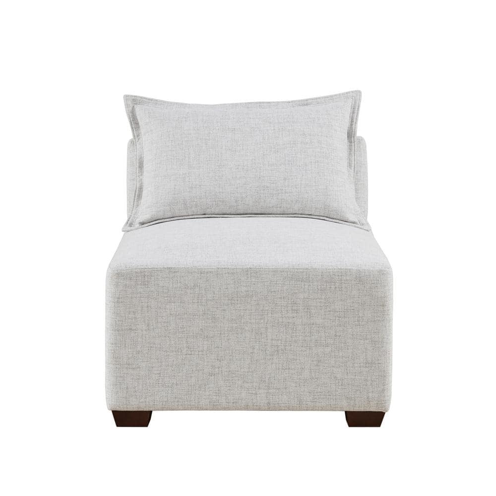 Silver Gray Fabric Modular Sectional Sofa with Ottoman