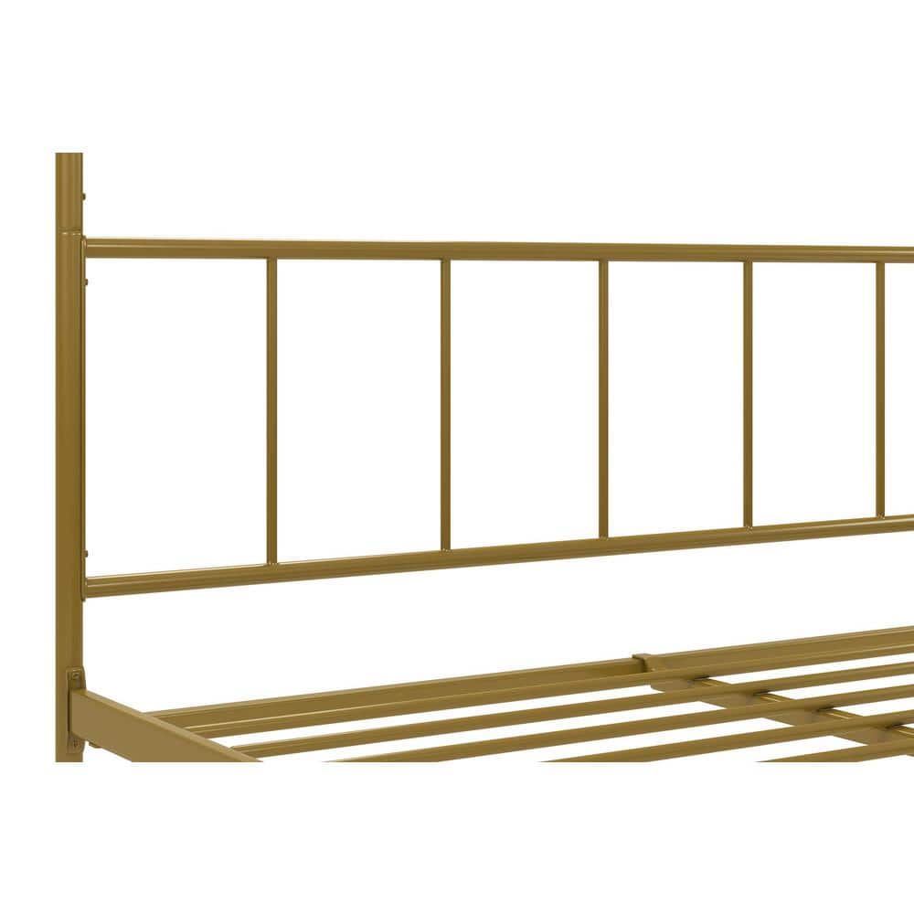 Full Gold Metal Canopy Bed Frame with Headboard