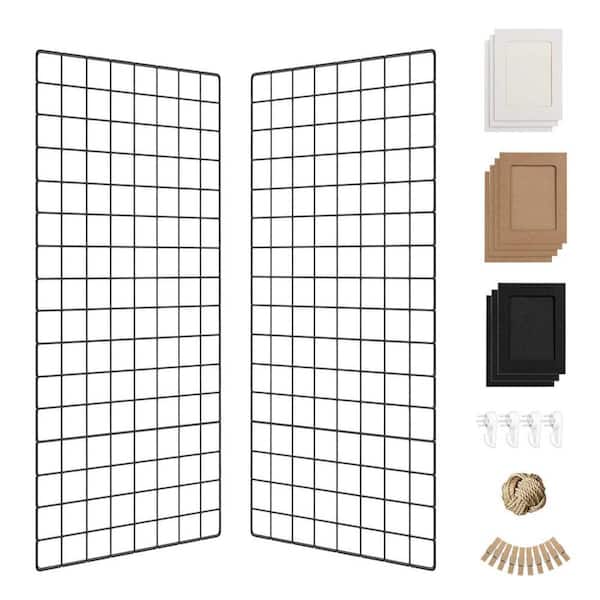 15.7 in. x 31.5 in. Wall Photo Grid Shelf, Wall Hanging Ins Art Display Grid Panel Remesh for Decor and Storage