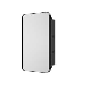 16 in. W x 24 in. H Rectangular Black Aluminum Alloy Framed Recessed/Surface Mount Medicine Cabinet with Mirror