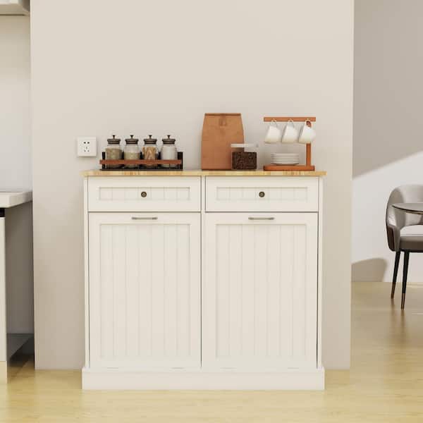 <週末価格>3ドア Low Cabinet 白　*送料込み Nestfair White MDF Top 39.37 in. W Sideboard with 2-Drawers and 2