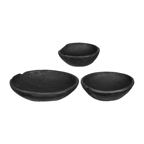 A & B Home Black Teak 9.8 in. Decorative Canister (Set of 3)